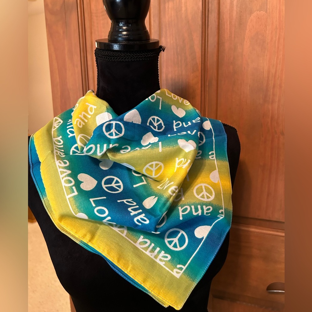 Colorful Love and Peace Scarf Bandana